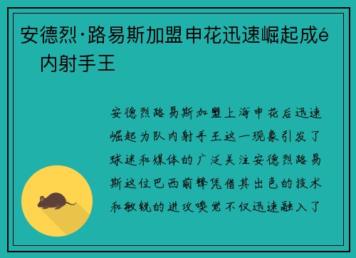 安德烈·路易斯加盟申花迅速崛起成队内射手王